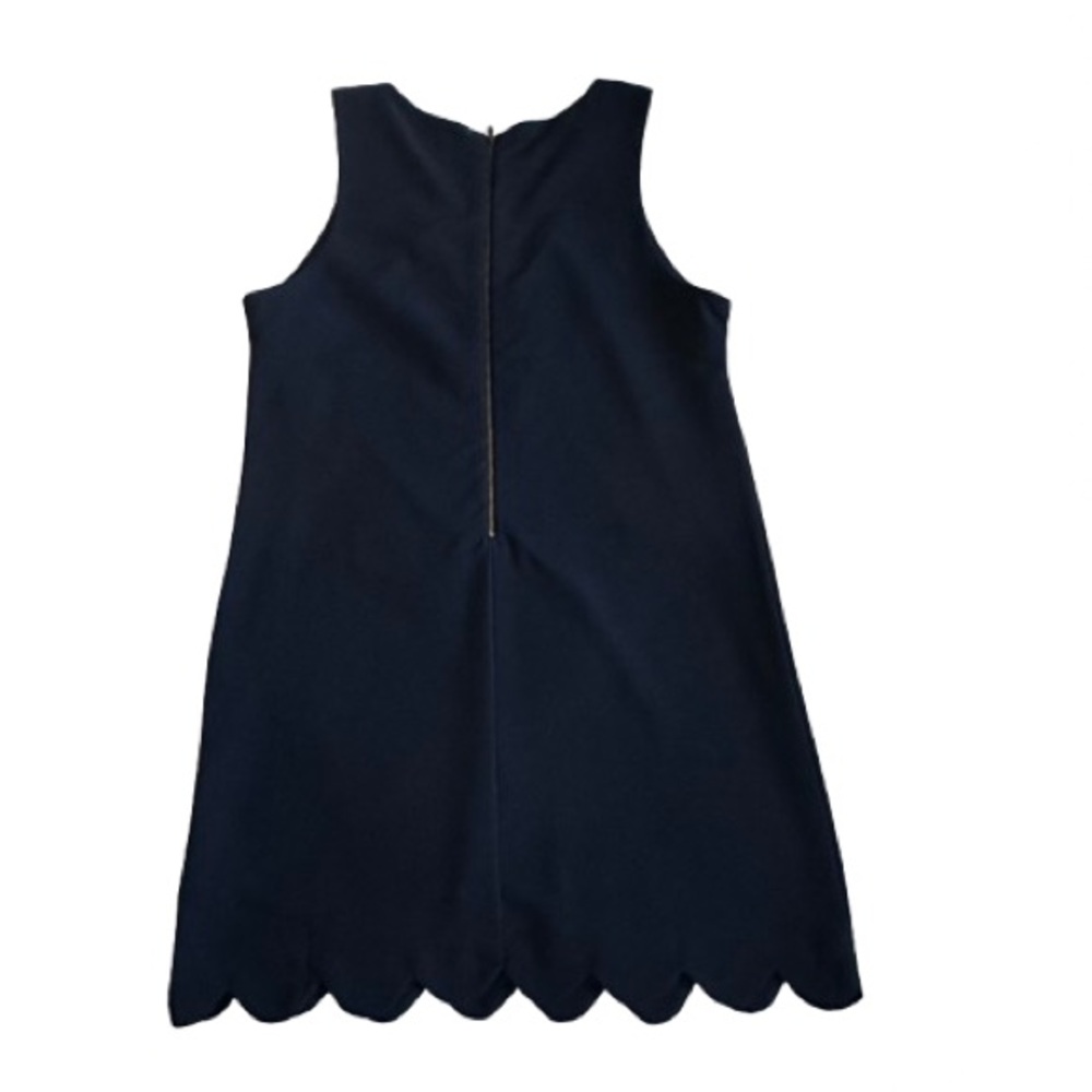 Monteau Women's L Navy Lined Sleeveless Above Knee Scalloped Hem Relaxed Dress - Picture 5 of 14